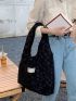 Letter Patch Floral Graphic Shopper Bag