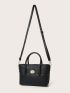 Litchi Embossed Twist Lock Square Bag