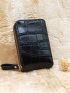 Crocodile Embossed Zipper Card Holder Multi-Card Card Organizer For Storage Credit Cards