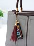 Tassel Decor Stitch Detail Satchel Bag, Mothers Day Gift For Mom