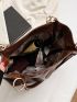 Patch Detail Shoulder Tote Bag