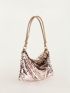 Sequin Decor Hobo Bag
