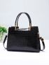 Crocodile Embossed Letter Decor Square Bag, Mothers Day Gift For Mom