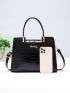 Crocodile Embossed Letter Decor Square Bag, Mothers Day Gift For Mom