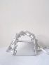 Metallic Floral Applique Decor Square Bag