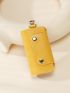 Snap Button Key Case Litchi Embossed