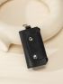 Snap Button Key Case Litchi Embossed