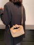 Mini Ruched Top Handle Flannelette Satchel Bag