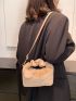 Mini Ruched Top Handle Flannelette Satchel Bag