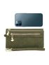 Double Zipper Long Wallet With Wristlet