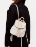 Mini Tassel Decor Fluffy Flap Backpack
