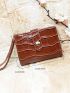 Crocodile Embossed Small Wallet With Wristlet
