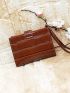 Crocodile Embossed Small Wallet With Wristlet