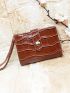 Crocodile Embossed Small Wallet With Wristlet