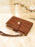 Crocodile Embossed Small Wallet With Wristlet