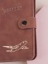Letter Graphic Snap Button Passport Case