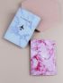 2pcs Marble & Letter Graphic Passport Case