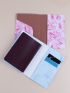 2pcs Marble & Letter Graphic Passport Case