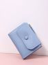 Litchi Embossed Snap Button Small Wallet