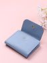 Litchi Embossed Snap Button Small Wallet