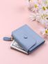 Litchi Embossed Snap Button Small Wallet