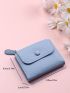 Litchi Embossed Snap Button Small Wallet
