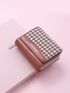 Houndstooth Pattern Letter Detail Small Wallet