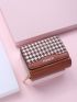 Houndstooth Pattern Letter Detail Small Wallet
