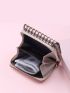 Houndstooth Pattern Letter Detail Small Wallet