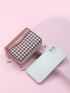 Houndstooth Pattern Letter Detail Small Wallet
