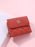 Four-leaf Clover & Rhinestone Decor Small Wallet