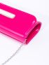 Neon Pink Rhinestone Decor Flap Square Bag