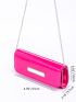 Neon Pink Rhinestone Decor Flap Square Bag