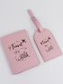 Letter Graphic Passport Case With Luggage Tag