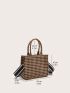 Mini Houndstooth Pattern Satchel Bag