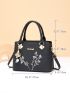 Floral Embroidery Handbag, Trendy PU Satchel Bag, Women's Office & Work Bag, Elegant For Office & Work