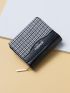 Houndstooth Pattern Letter Detail Small Wallet