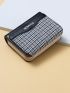 Houndstooth Pattern Letter Detail Small Wallet