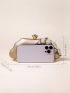 Rhinestone & Faux Pearl Decor Box Bag