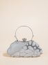 Mini Rhinestone Decor Kiss Lock Chain Box Bag