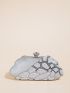 Mini Rhinestone Decor Kiss Lock Chain Box Bag