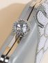 Mini Rhinestone Decor Kiss Lock Chain Box Bag