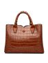 Crocodile Embossed Twilly Scarf & Button Decor Square Bag
