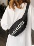 Letter Graphic Large Capacity Fanny Pack