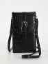 Crocodile Embossed Buckle Decor Flap Phone Wallet