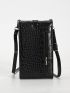 Crocodile Embossed Buckle Decor Flap Phone Wallet