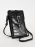 Crocodile Embossed Buckle Decor Flap Phone Wallet