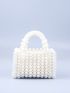 Mini Faux Pearl Decor Satchel Bag