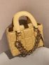 Quilted Detail Chain Decor Square Bag