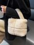 Minimalist Top Handle Flannelette Satchel Bag